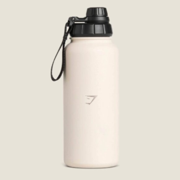 GYMSHARK Metal Insulated Bottle 1L/33oz Stainless Steel - Oat White NEW IN BOX - Picture 3 of 4